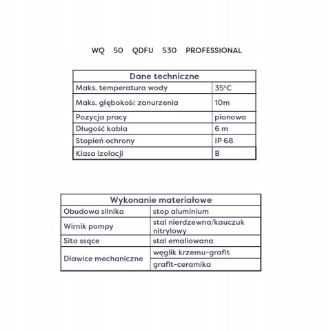 Pompa zatapialna WQ 50 QDFU 530 PROFESSIONAL 230V OMNIGENA
