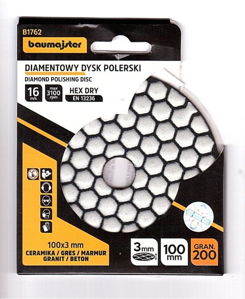 DIAMENTOWY DYSK POLERSKI 200 DO PRACY NA SUCHO