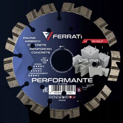 FERRATI TARCZA DIAMENTOWA TNĄCA PERFORMANTE Ø 230 MM x 22,23 MM do betonu FERRATI TARCZA DIAMENTOWA TNĄCA PERFORMANTE Ø 230 MM x 22,23 MM do betonu
