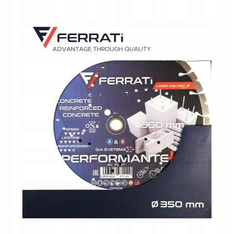FERRATI TARCZA DIAMENTOWA TNĄCA PERFORMANTE PLUS Ø 350 MM x 25,4/20 MM