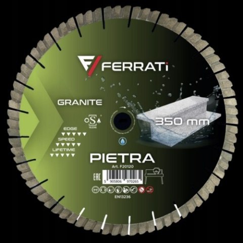 FERRATI TARCZA DIAMENTOWA TNĄCA PIETRA Ø 350 MM x 25,4 MM