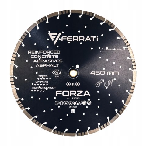 Tarcza diamentowa tnąca 1A1RSS 450mm 25,4-F4mm FORZA FERRATi Tarcza diamentowa tnąca 1A1RSS 450mm 25,4-F4mm FORZA FERRATi