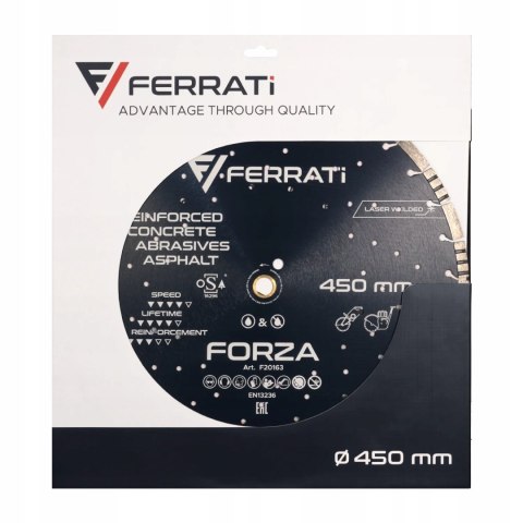 Tarcza diamentowa tnąca 1A1RSS 450mm 25,4-F4mm FORZA FERRATi Tarcza diamentowa tnąca 1A1RSS 450mm 25,4-F4mm FORZA FERRATi