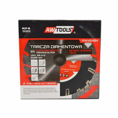AWTOOLS TARCZA DIAMENTOWA 230x22,2 / SZYBKIE-GŁĘBOKIE CIĘCIE AWTOOLS TARCZA DIAMENTOWA 230x22,2 / SZYBKIE-GŁĘBOKIE CIĘCIE