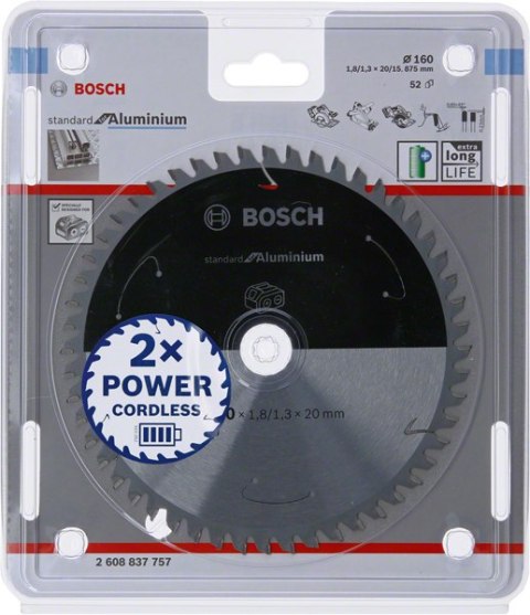 BOSCH PIŁA TARCZOWA STANDARD ALUMINIUM ACCU 160x20x52z
