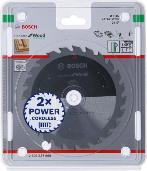 BOSCH PIŁA TARCZOWA STANDARD WOOD ACCU 136x20x24z