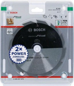 BOSCH PIŁA TARCZOWA STANDARD WOOD ACCU 160x20x12z