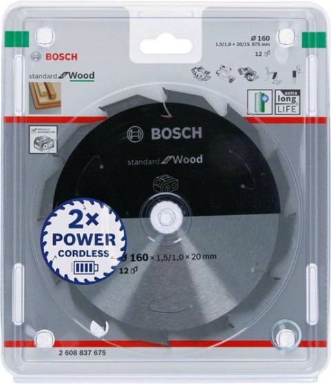 BOSCH PIŁA TARCZOWA STANDARD WOOD ACCU 160x20x12z