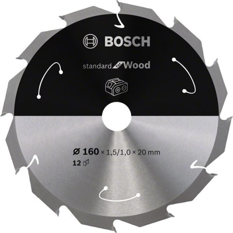 BOSCH PIŁA TARCZOWA STANDARD WOOD ACCU 160x20x12z