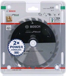 BOSCH PIŁA TARCZOWA STANDARD WOOD ACCU 160x20x24z