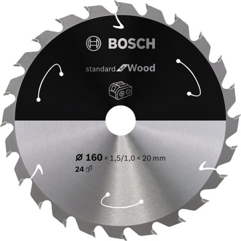BOSCH PIŁA TARCZOWA STANDARD WOOD ACCU 160x20x24z