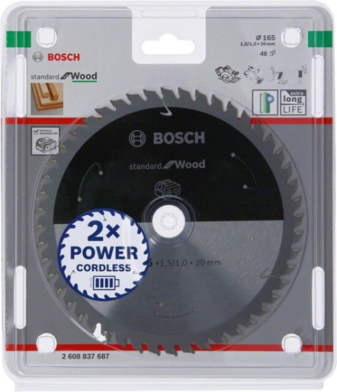 BOSCH PIŁA TARCZOWA STANDARD WOOD ACCU 165x20x48z