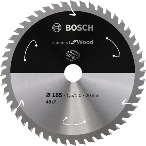 BOSCH PIŁA TARCZOWA STANDARD WOOD ACCU 165x20x48z