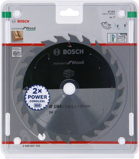 BOSCH PIŁA TARCZOWA STANDARD WOOD ACCU 184x20x24z