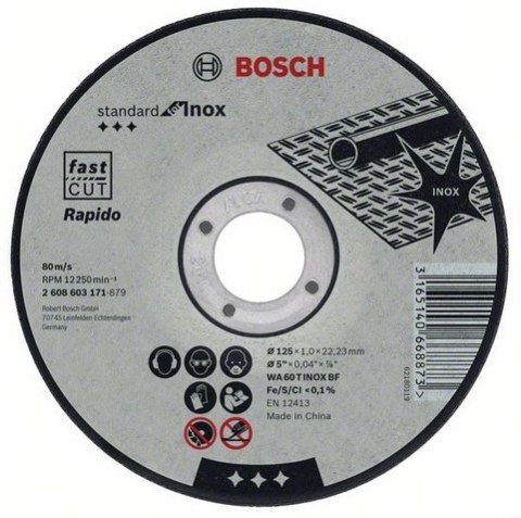 BOSCH TARCZA DO METALU 125mm x 1,0mm x 22mm STANDARD FOR INOX