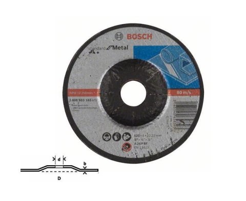 BOSCH TARCZA DO SZLIFOWANIA METALU 125mm x 6,0mm x 22,2mm STANDARD FOR METAL