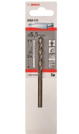 BOSCH WIERTŁO DO METALU HSS-Co 6,5/63mm /1szt.