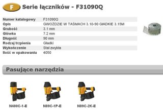 BOSTITCH GWOŹDZIE F 3,10- 90 P Q 4,05m