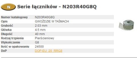 BOSTITCH GWOŹDZIE N55 2,03-40 R GAL8 Q 24,5M