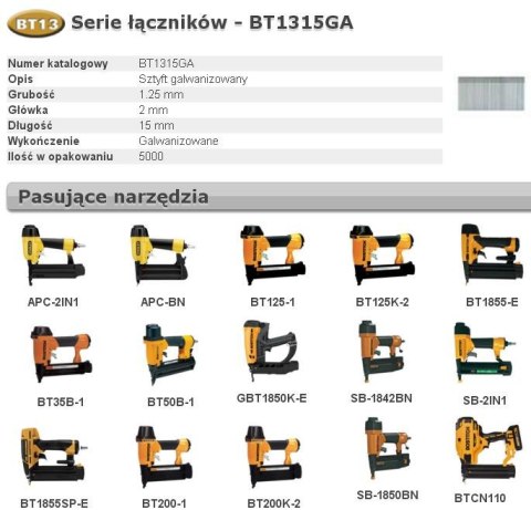 BOSTITCH SZTYFTY BT13 15mm 5M 18GA