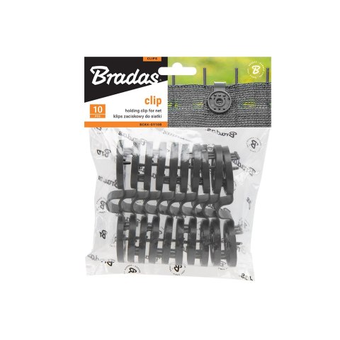 BRADAS KLIPS DO MOCOWANIE SIATEK CIENIUJĄCYCH SZARY /10szt. BUNGEE CORD CLIPS