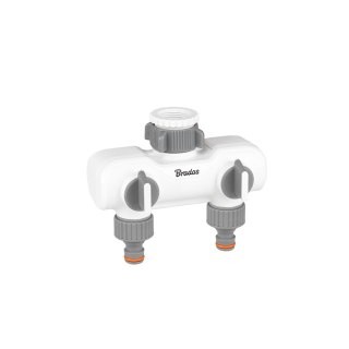 BRADAS ROZDZIELACZ 2-DROŻNY GW 1"-3/4" Z ZAWORAMI /WHITE LINE