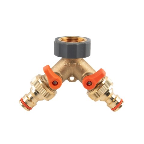 BRADAS ROZDZIELACZ 2-DROŻNY GW 3/4"x GZ 3/4" MOSIĄDZ Z ZAWORAMI BRASS SOFT