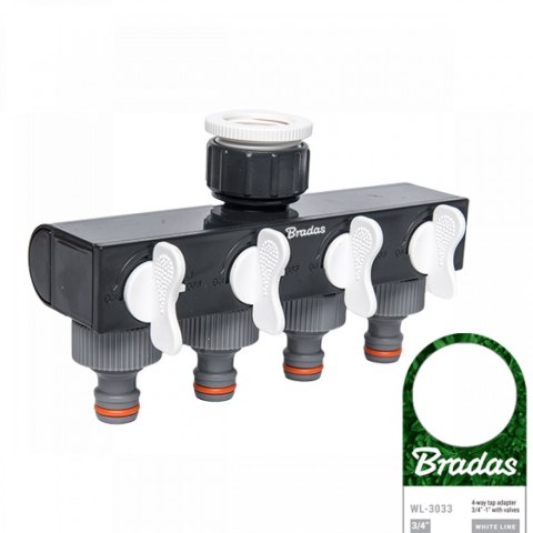 BRADAS ROZDZIELACZ 4-DROŻNY GW 1"- 3/4" Z ZAWORAMI /WHITE LINE