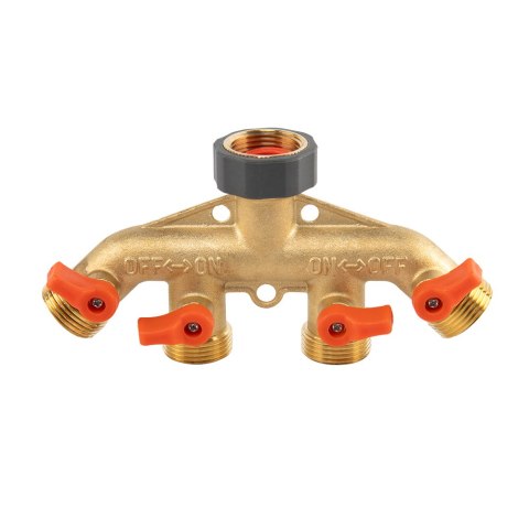 BRADAS ROZDZIELACZ 4-DROŻNY GW 3/4"x GZ 3/4" MOSIĄDZ Z ZAWORAMI BRASS SOFT