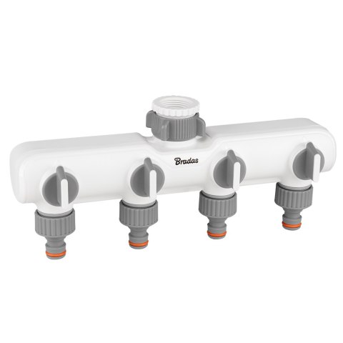 BRADAS ROZDZIELACZ 4-DROŻNY Z GW 1"-3/4" Z ZAWORAMI /WHITE LINE