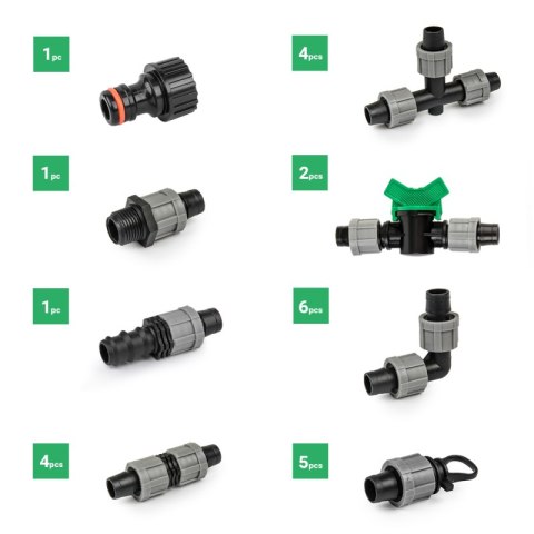 BRADAS ZESTAW AKCESORIÓW DO TAŚMY KROPLUJĄCEJ 16mm /24szt.