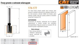 CMT FREZ HM D=12 I=40 L=90 S=8 PROSTY Z OSTRZEM WIERCĄCYM.