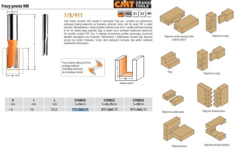 CMT FREZ HM D= 6 I=16 L=50,8 S=6 PROSTY, KRÓTKI.