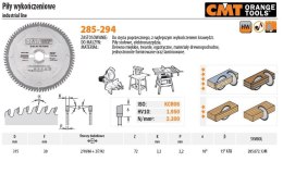 CMT PIŁA TARCZOWA HM 315x30x3,2/2,2 Z=72N ... CIĘCIE POPRZECZNE, WYKAŃCZAJĄCE