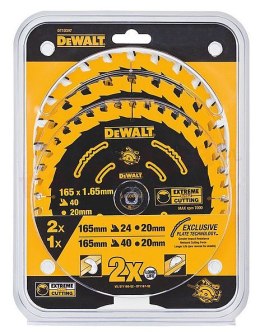 DEWALT PIŁA TARCZOWA EX KPL. 3szt. 2x165x20x24z, 165x20x40z