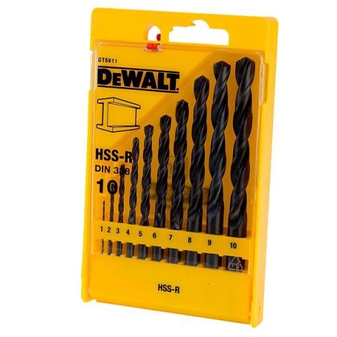 DEWALT WIERTŁO METAL HSS-R KPL.10szt. 1-10mm