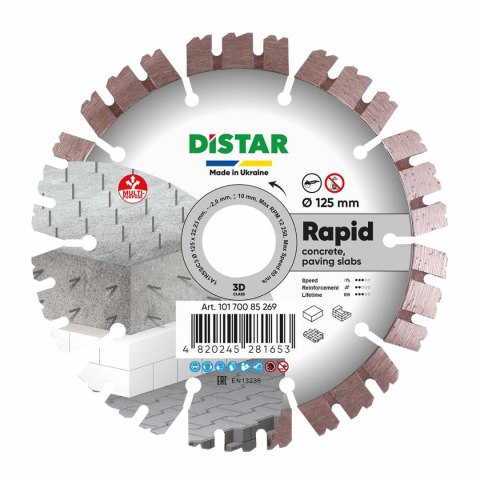 DISTAR TARCZA DIAMENTOWA RAPID 125 x 2,0/1,2 x 10 x 22,23