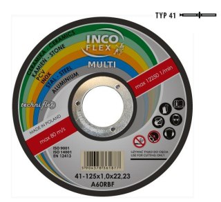 TARCZA METAL INCOFLEX 125*1,6 MULTI METAL / PCV / BETON....