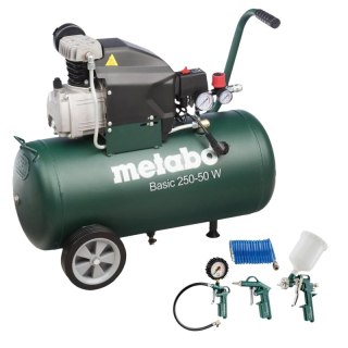 METABO KOMPRESOR OLEJOWY 230V 50L BASIC 250-50 W + ZESTAW NARZEDZI PNEUMATYCZNYCH LPZ4