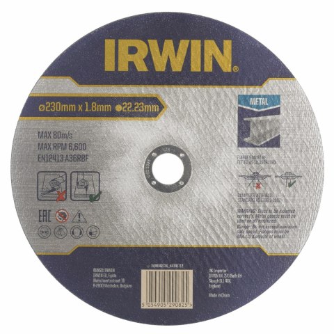 IRWIN TARCZA DO METALU PŁASKA 230mm x 1,8mm x 22,23mm