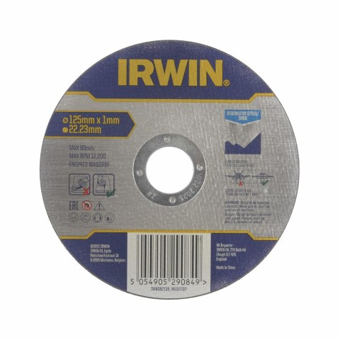 IRWIN TARCZA DO STALI NIERDZEWNEJ PŁASKA 125mm x 1,0mm x 22,23mm