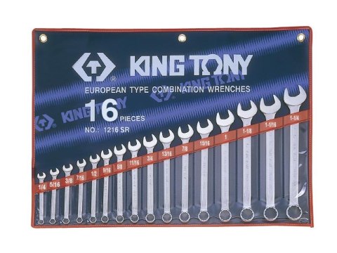 KING TONY ZESTAW KLUCZY PŁ-O CALOWYCH 16cz./ETUI 1/4"-1-1/4"....
