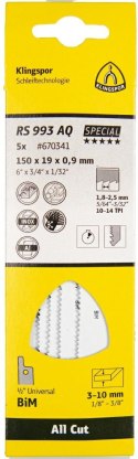 KLINGSPOR BRZESZCZOT DO PIŁY SZABLASTEJ 150x19x0,9mm RS 993 AQ /5szt.