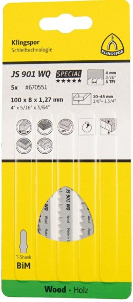 KLINGSPOR BRZESZCZOT DO WYRZYNARKI 100x8x1,27mm JS 901 WQ /5szt.