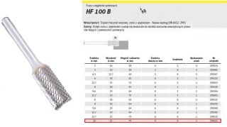 KLINGSPOR FREZ Z WĘG.SPIEKA.HF 100 B/16mm/622 WALEC FI=16,0x25mm, trzpień 6mm,TYP ZYAS