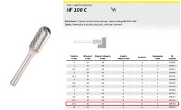 KLINGSPOR FREZ Z WĘG.SPIEKA.HF 100 C /12,7mm/753 WALEC-KULA FI=12,7x25mm,TRZ.6mm,TYP WRC