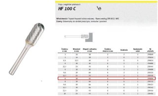 KLINGSPOR FREZ Z WĘG.SPIEKA.HF 100 C /6mm/694 WALEC-KULA FI=6,0x18mm,TRZ.6mm,TYP WRC