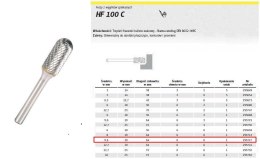 KLINGSPOR FREZ Z WĘG.SPIEKA.HF 100 C /9,6mm/727 WALEC-KULA FI=9,6x19mm,TRZ.6mm,TYP WRC