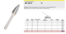 KLINGSPOR FREZ Z WĘG.SPIEKA.HF 100 G /12,7mm/086 HIPERBOLA FI=12,7x25mm,TRZ.6mm,TYP SPG