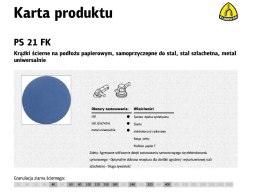 KLINGSPOR KRĄŻEK 125 PS21FK 50szt. 60 METAL/INOX